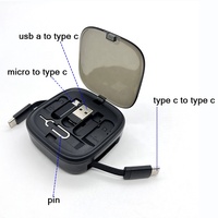 Kit de adaptador USB portátil 60W 6 en 1 Cable multifunción Kit de adaptador USB múltiple Cable de carga retráctil