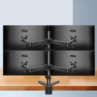 Nouveau support d'écran quadruple robuste HILLPORT pour 4 écrans de 32 pouces, en métal noir, inclinaison à 45°, pour usage professionnel, surveillance en salle de contrôle