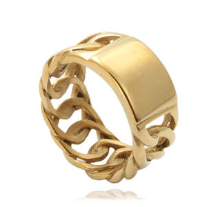Anillo de Cadena Dorada para Hombre, Diseño Hueco, Estilo Punk Retro, Talla 27, Joyería de Moda, Regalo - Product Image 1