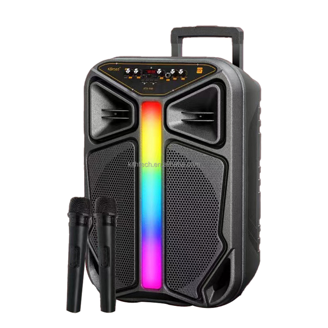 Original Factory Karaoke 15 Inch Trolley Speaker Outdoor Party Speaker Rgb Light Gts Speaker Wireless Microphone