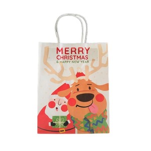 Christmas Printed Kraft Paper Gift Bags With Twisted Handle Holiday Shopping <b>Party</b> Favor Packaging Paper Bag - Product Image 5