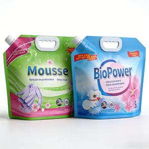 Impression sur mesure, pochette verticale robuste avec bec verseur, format 1,<span class=keywords><strong>5L</strong></span>/2,<span class=keywords><strong>5L</strong></span>/<span class=keywords><strong>5L</strong></span>/10L pour <span class=keywords><strong>lessive</strong></span> liquide/détergent - Product Image 1