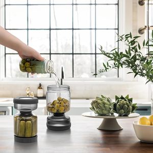 Recipientes de Plástico para Almacenamiento de Alimentos, Separación de Líquidos y Sólidos, Tarro para Encurtidos con Colador Abatible - Product Image 4