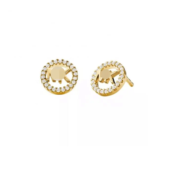 Jewelry 18k Gold Plated Brass Cooper CZ Stone Hoop Piercing Letter Fashion Trendy Stud Earrings For Women