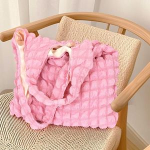 Bolso Tote Rosa con Textura de Burbujas, Plegable y Ligero para Mujer, para la Playa, Compras Diarias - Product Image 6