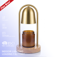 Lampe chauffante à bougie à intensité variable cloche dorée lanterne électrique vintage Base en bois pour lumière parfumée pour salon