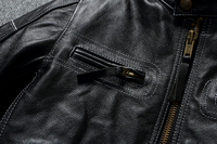 Blouson Moto Homme en Cuir de Vachette Souple Haute Qualité Style Rétro 'Stone Worn' Coupe Ajustée