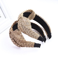Vente flash : Accessoires pour cheveux pour filles, bandeau en paille de raphia, nœud papillon tendance, large bandeau pour femmes