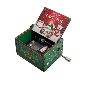 Caja de Música de Madera con Manivela, Diseño Navideño Pintado, Adorno Musical, Exhibición para Puesto, Regalo Exquisito, Venta al Por Mayor - Product Image 4
