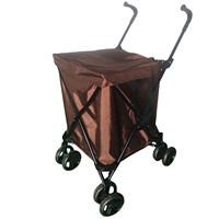 Chariot d'épicerie à quatre roues en acier inoxydable Chariot à sac en tissu réutilisable pliable avec chariot à linge