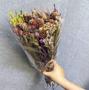 ช่อดอกไม้ผลไม้ปะการังธรรมชาติช่อดอกไม้แห้งสำหรับงานแต่งงานตกแต่งบ้าน - Product Image 1