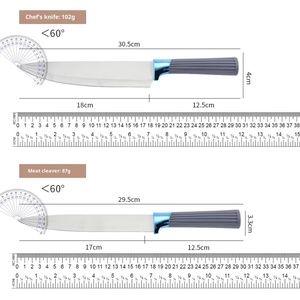 Ensemble de couteaux de cuisine en acier inoxydable avec manche en plastique, ensemble de couteaux de cuisson, ensemble de couteaux de chef avec bloc de rangement, vente en gros - Product Image 3