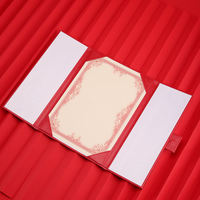 Carpeta de Archivo con Clip y Logotipo Personalizado Rojo de Lujo, Porta Certificados de Cuero PU con Cubierta A4, Impresión Personalizada, Regalo Corporativo, Graduación