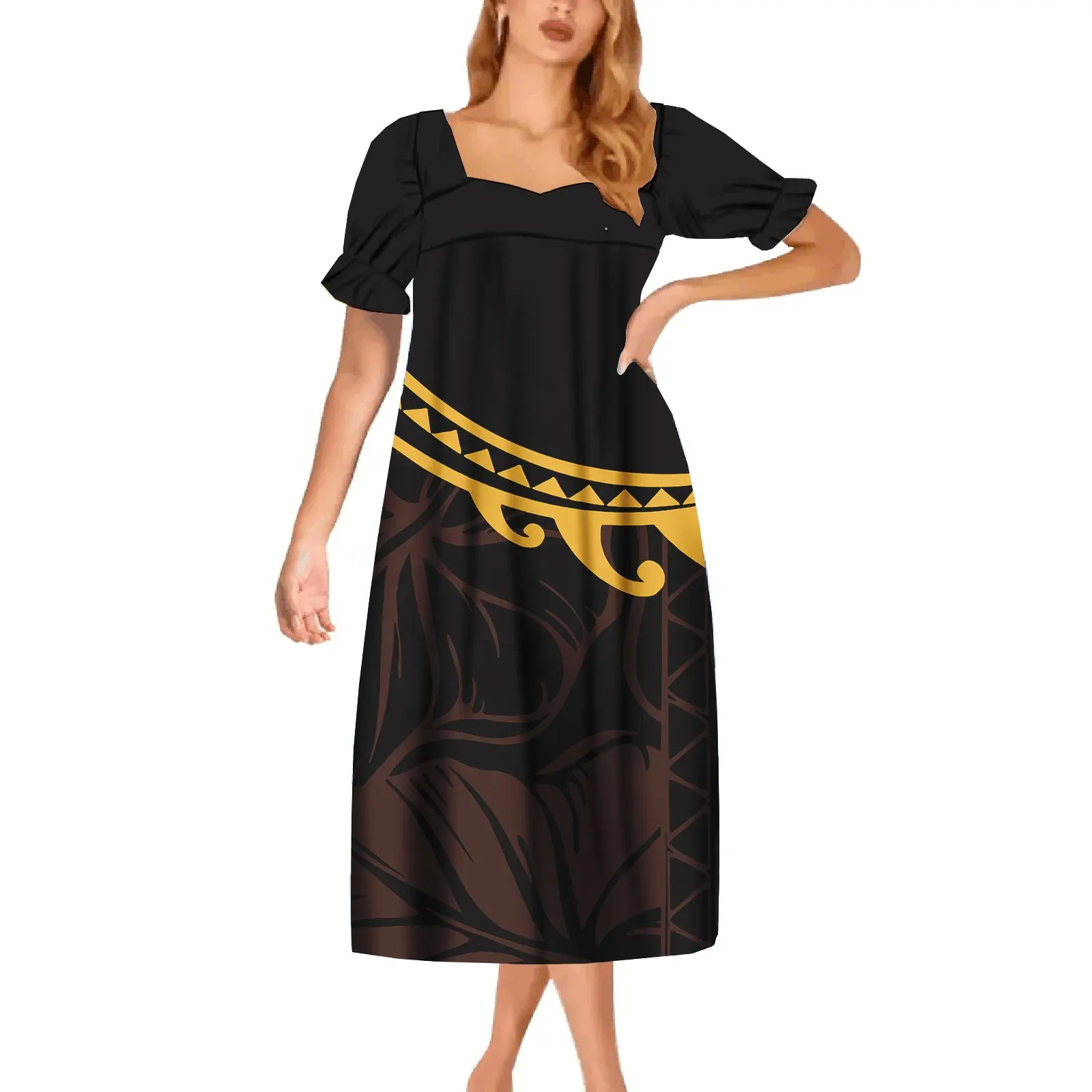 new women outfits 2023 elegant long summer dresses polynesian tribal design casual plus size hawaii mumu dress samoan dress