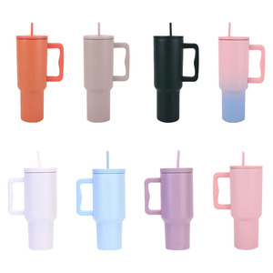 Vaso Térmico de Acero Inoxidable de 40 oz con Asa y Pajita, Taza de Vacío de Doble Pared con Acabado Mate para Viajes, Coche y Oficina - Product Image 1