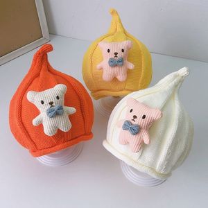 <span class=keywords><strong>Bonnet</strong></span> Bébé Automne/Hiver Garçons Filles Motif Animal Mignon Tête d'Ours Torsadée en <span class=keywords><strong>Laine</strong></span> Tricotée avec Cache-Sucette - Product Image 1
