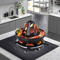 Elektrischer Raclette-Grill und Hotpot aus Stahl, Rauchfrei, Antihaftbeschichtet, Thermostat-Steuerung, Automatische Abschaltung, Umweltfreundliche Indoor-BBQ-Maschine