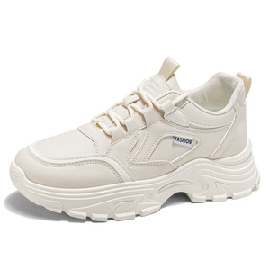 Autumn New Trendy Korean-Style Men's Casual Running Thick-Soled Sneakers Breathable <b>White</b> Dad Shoes with <b>Lace</b>-Up Closure - Product Image 5