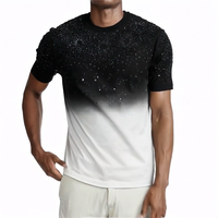 T-shirts d'été unisexes à manches courtes en coton tricoté de haute qualité respirant avec strass graphiques scintillants OEM grande taille pour hommes