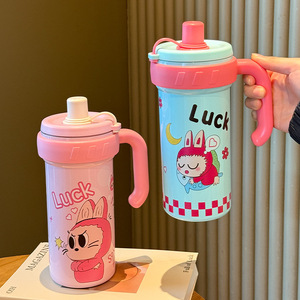 Luck Cartoon Stainless Steel Insulated Tumbler With Straw And Handle For Kids School Use - Product Image 3