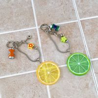 Groothandel Fruit Slice Acryl Sleutelhanger Mini Drankblikje En Ster Kraal Decor Sleutelketting Schattig Citroen Lime Design Tas Charm Hangertje