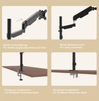 Support de bureau à ressort à gaz pour deux moniteurs 15-32 pouces avec bras articulé et monture complète VESA 75x75mm ou 100x100mm