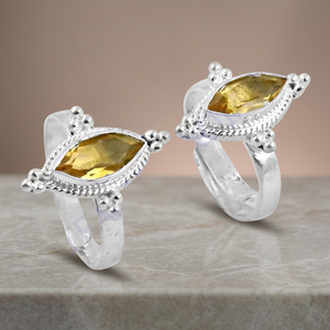 <b>Indian</b> Designer Citrine Gemstone Silver Toe <b>Rings</b>, 925 Sterling Silver Jewelry - Product Image 2
