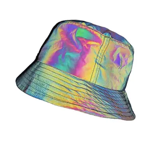 Mode hip hop vente en gros en plein air adultes cool casquette de pêche logo personnalisé réfléchissant arc-en-ciel seau chapeaux pour hommes