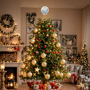 Étoile de Noël sphérique pour le sommet de l'arbre, dégradé bleu lac, ornement circulaire pour la décoration de fête de Noël à la maison - Product Image 4