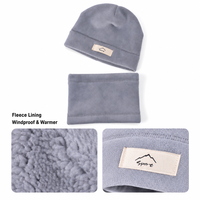 Set Topi dan Penutup Leher Anak Bahan Polyester Logo Kustom 2 Buah, Topi Musim Dingin dan Syal untuk Anak Laki-laki dan Perempuan