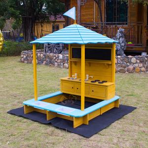 กล่องทรายเล่นเกมสำหรับเด็ก,ชุดของเล่นกล่องทรายติดหลังคาช่องทราย DIY ทำจากไม้พร้อมที่เก็บของในห้องครัวโคลน - Product Image 2