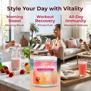 Colostrum bovin entier avec collagène hydrolysé et <span class=keywords><strong>complexe</strong></span> <span class=keywords><strong>probiotique</strong></span>, saveur limonade à la fraise, complément alimentaire 200g - Product Image 4