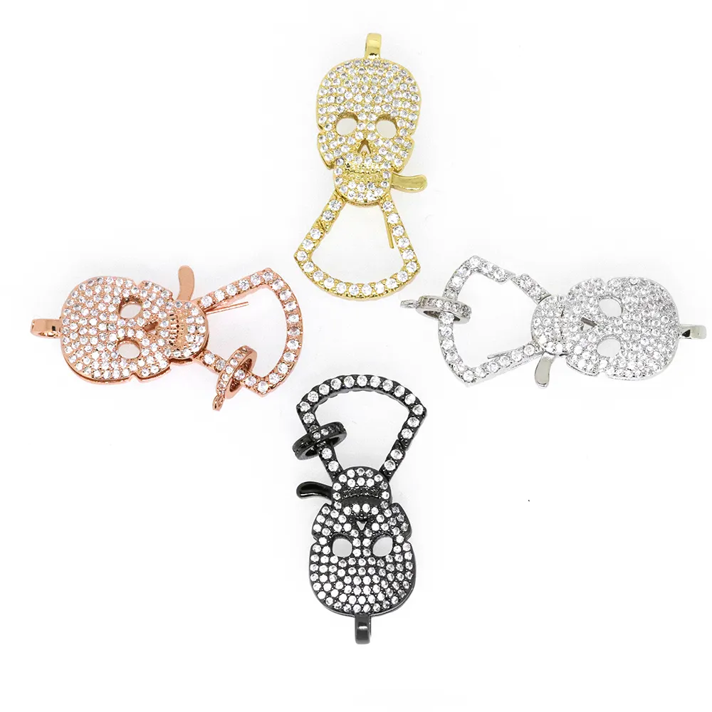 Micro Pave CZ skull Lobster Clasp CZ Enhancer Pave Bail Clasp,Large Pendant findings