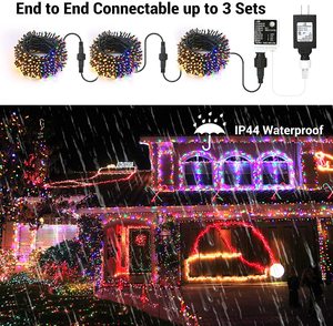 Guirlande lumineuse LED 400 ampoules blanc chaud multicolore pour intérieur et extérieur, décoration de Noël avec télécommande et minuterie, étanche IP65 - Product Image 3