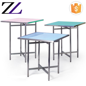 Guangzhou Kitchen Equipment Wedding Banquet Party Modern Design Stainless Steel Frame Rectangle Glass Top Led bar <strong>Buffet</strong> <strong>Tables</strong> - Product Image 5