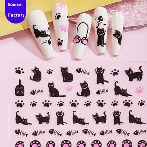 Venta al por mayor <span class=keywords><strong>para</strong></span> <span class=keywords><strong>Amazon</strong></span> Cross-Border nuevo Internet 3D/2D <span class=keywords><strong>pegatinas</strong></span> impermeables <span class=keywords><strong>para</strong></span> decoración de <span class=keywords><strong>uñas</strong></span> lindo diseño de gato de dibujos animados accesorios DIY - Product Image 2
