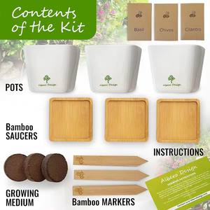 Pots en céramique de luxe <span class=keywords><strong>engrais</strong></span> d'herbes de bricolage de sol pour soucoupes et marqueurs en <span class=keywords><strong>bambou</strong></span> bricolage cadeaux de jardinage d'herbes organiques d'intérieur - Product Image 4