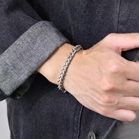Bracelet en acier inoxydable, chaîne grise rétro, bracelet épais pour homme, accessoires de mode, bijoux en acier titane pour homme
