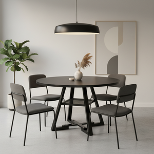 <span class=keywords><strong>Tavolo</strong></span> da Pranzo Rotondo in Legno Rustico <span class=keywords><strong>Marrone</strong></span>, Stile Fattoria per Sala da Pranzo - Product Image 3