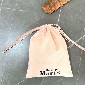 Wholesale Eco Muslin Cotton <b>Drawstring</b> Bag Custom Printed Reusable Cotton <b>Pouch</b> Pink Color Jewelry <b>Pouch</b> with Printed Ribbon - Product Image 1