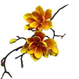 Flor artificial natural de estilo moderno de alta calidad CNF nueva Rama corta 3D 3 cabezas flor de un solo tallo Artificial Yulan