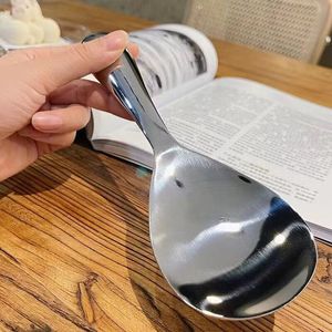 Stainless Steel Rice Spoon Large Heavy Duty Kitchen Restaurant Use Solid Color <b>Hand</b> <b>Wash</b> Only - Product Image 1