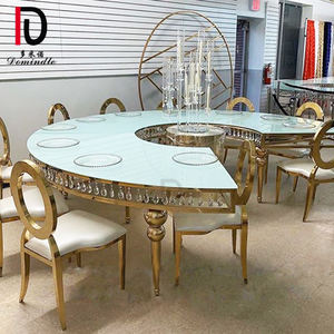 Boda chic diseño marco de acero inoxidable con vidrio templado en la parte superior y la mitad de la Mesa Redonda de comedor - Product Image 3