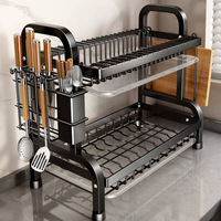 Étagère de rangement pliable à trois niveaux en métal pour cuisine, support de rangement pour vaisselle et bols, organisateur multifonctionnel pour baguettes et ustensiles de cuisine