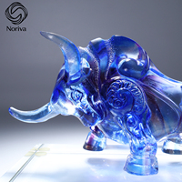 Statue de taureau en cristal à dégradé de couleurs Noriva, figurine d'ovin artisanaux, moulage à la cire perdue, tendance mode, imprimé animal, art moderne