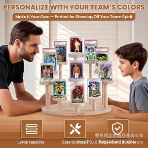 Wooden Trading Card Display Rack 4 Layers <b>Desktop</b> Hobby Display Case For Sports Cards And Blind Box Collectibles - Product Image 2