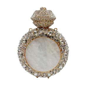 Round Crystal Perfume Bottle for Women Bling Rhinestone Disco Shoulder Bag Chic Wedding Guest Evening Bag - Product Image 1