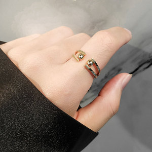 Anillos giratorios minimalistas antiestrés con cuentas, ajustables, de cobre chapado en oro, antideslustre, joyería de moda para la ansiedad. - Product Image 3