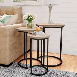 Round Nesting Sofa Side Table Set Living Room Or Nightstands-Accent Home Furniture Nordic Coffee Table