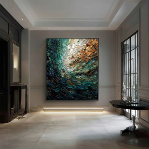 Póster Decorativo Pintado <span class=keywords><strong>a</strong></span> <span class=keywords><strong>Mano</strong></span>, Pintura al Óleo Hecha <span class=keywords><strong>a</strong></span> <span class=keywords><strong>Mano</strong></span>, Lámina <span class=keywords><strong>de</strong></span> Oro sobre Lienzo, Imagen Abstracta con Textura, Arte Mural 3D, Obras <span class=keywords><strong>de</strong></span> Arte, Pinturas - Product Image 4